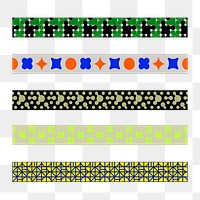 Abstract png border element, geometric pattern set on transparent background