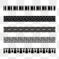 Abstract png border element, geometric pattern set on transparent background