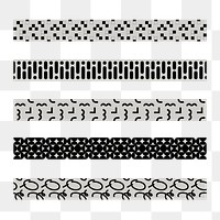 Retro png border element, abstract pattern set on transparent background