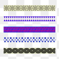 Abstract png border element, geometric pattern set on transparent background