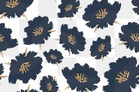 Aesthetic floral png pattern, transparent background, blue botanical design