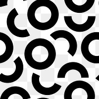 Abstract circle png pattern, transparent background, black design