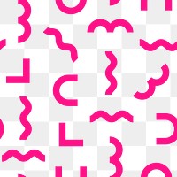 Pink memphis png pattern, transparent background, geometric design