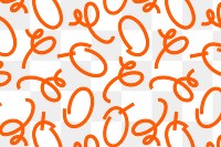 Cute doodle png pattern, transparent background, abstract orange design