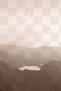 Sunset mountain background png, aesthetic transparent design