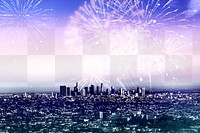 Firework png, city transparent background, new year celebration
