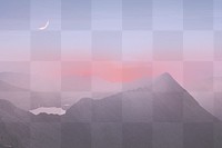 Aesthetic transparent background png, landscape, sunset mountain design