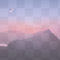 Sunset mountain background png, aesthetic transparent design