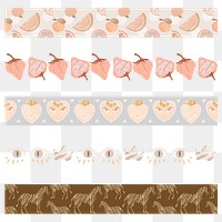 Aesthetic pattern png border element, cute graphic set on transparent background