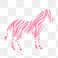Pink zebra png sticker, textured animal on transparent background