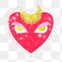 Pink heart png sticker, fantasy cartoon on transparent background  