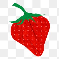 Cute strawberry png fruit sticker, journal collage element on transparent background