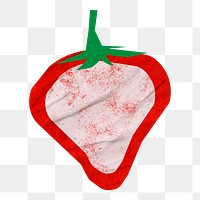 Cute strawberry png fruit sticker, journal collage element on transparent background