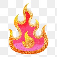 Glitter flame png clipart, pink aesthetic feminine on transparent background