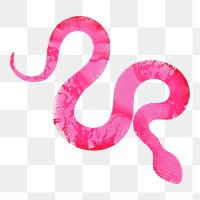 Pink snake png sticker, textured animal on transparent background