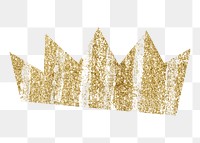 Golden crown png sticker, glittery collage element