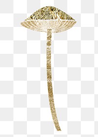 Golden mushroom png clipart, cottage core in glitter design