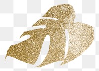 Golden leaf png collage element, glittery botanical aesthetic