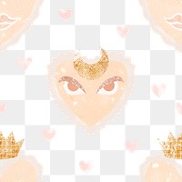 Aesthetic heart png pattern, transparent background, cute pastel design