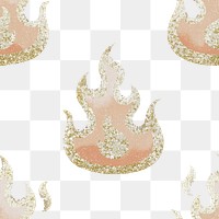 Glitter flame png pattern, transparent background, cute design