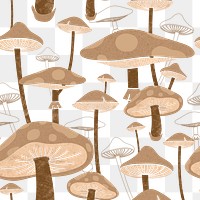 Psychedelic mushroom png pattern, transparent background, brown design