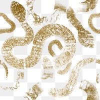 Golden snake png pattern, transparent background, glitter animal design