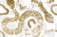 Golden snake png pattern, transparent background, glitter animal design
