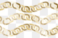 Gold chain png pattern, transparent background, glitter abstract design