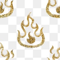 Gold flame png pattern, transparent background, glitter feminine design