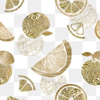 Orange fruit png pattern, transparent background, aesthetic gold