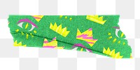 Green abstract png washi tape collage element, funky journal decoration