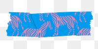 Zebra pattern png washi tape clipart, funky blue aesthetic