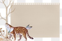 Retro leopard png sticker note transparent frame background, surreal hybrid animal scrapbook illustration