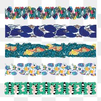 Vintage floral png border stickers, rectangle shape set