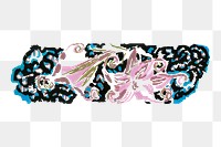 Art deco png sticker, vintage floral element graphic