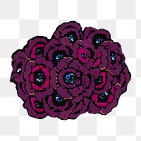 Purple flower bouquet png sticker, vintage illustration