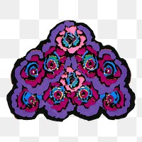 Purple flower png bouquet sticker, vintage illustration