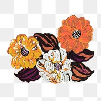 Vintage flower png clipart, art deco botanical