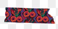 Red flower png washi tape sticker, vintage art deco