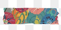 Tropical flower png washi tape sticker, art deco