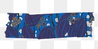 Blue abstract png washi tape sticker, art deco
