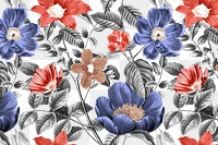 Floral png pattern sticker, transparent background, remixed from original artworks by Pierre Joseph Redouté