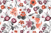 Retro flower png pattern clipart, transparent background, remixed from original artworks by Pierre Joseph Redouté