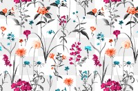 Colorful flower png pattern clipart, transparent background, remixed from original artworks by Pierre Joseph Redouté