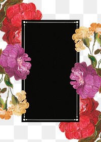 Aesthetic flower png frame, transparent background, remix from the artworks of Pierre Joseph Redouté