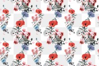 Retro flower png pattern clipart, transparent background, remixed from original artworks by Pierre Joseph Redouté