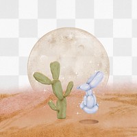 Cactus png sticker, brown desert design on transparent background