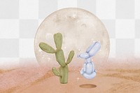 Cactus png sticker, brown desert design on transparent background