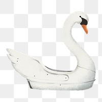 Swan paddle boat png sticker, simple illustration, transparent background 