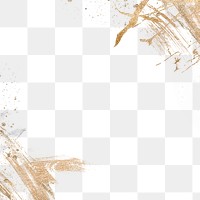 Gold brushstroke png border frame, abstract style on transparent background